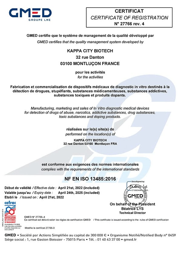 Narcotest Manufacturer Certification2024