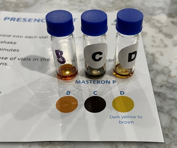 Positive Masteron P test kit result - PEDTest Australia